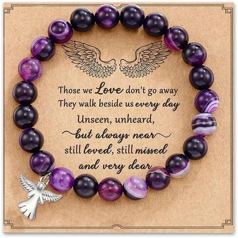 Healing Stone Bracelet for Loss of Loved One Beaded Gift for Women Dad Mom Husband Sister Friend Memorial Jewelry in Saudi Arabia