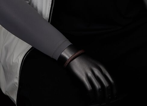 COOLSTEELANDBEYOND Men's Brown Braided Leather Bracelet with Matte Black Clasp, Nordic Minimalist Jewelry for Daily Wear, Rustic Masculine Fashion Gift for Him in Saudi Arabia