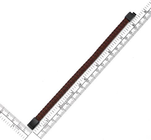 COOLSTEELANDBEYOND Men's Brown Braided Leather Bracelet with Matte Black Clasp, Nordic Minimalist Jewelry for Daily Wear, Rustic Masculine Fashion Gift for Him in Saudi Arabia