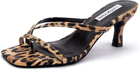 Strappy Kitten Heels for Women Square Open Toe Heeled Thong Sandals Low Heel Sexy Trendy Flip Flop Party Casual in Kuwait