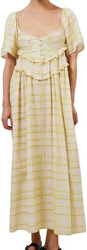 فستان بوهو ماكسي نسائي كبير الحجم من Awoscut بأزرار أمامية في المنتصف وظهر واسع مفتوح وفساتين طويلة أنيقة للحفلات in Kuwait