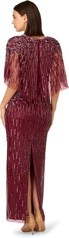 Adrianna Papell Women's Cape Bead Long Dress in Saudi Arabia