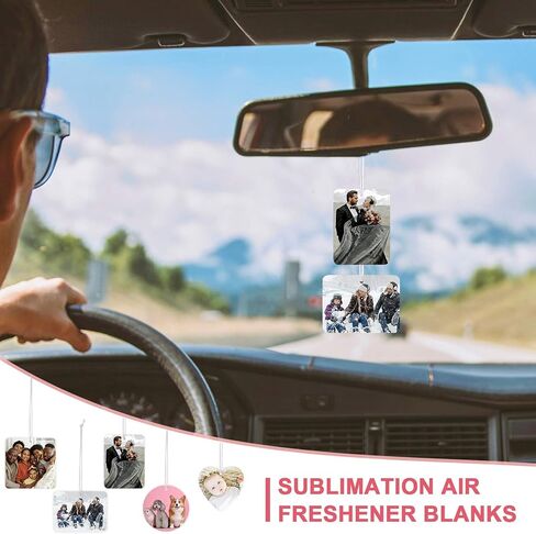 Zonon 120 Pieces Sublimation Air Freshener Blanks DIY Air Freshener Sheets Blank Car Pressed Felt Polyester Laser Cut Blanks for Car Travel Heat Press Ornaments with Elastic Cord, 5 Styles in Saudi Arabia