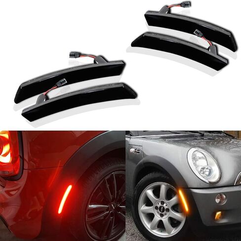 GTINTHEBOX for 2002 2003 2004 2005 2006 2007 2008 Mini Cooper R50 R52 R53 Side Marker Light Smoked Lens Amber & Red Led Fender Lamp in Saudi Arabia