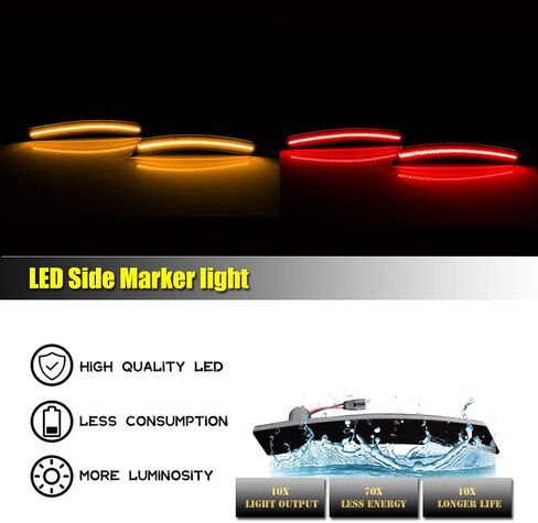 GTINTHEBOX for 2002 2003 2004 2005 2006 2007 2008 Mini Cooper R50 R52 R53 Side Marker Light Smoked Lens Amber & Red Led Fender Lamp in Saudi Arabia