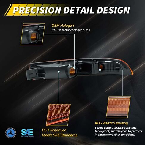 Front Turn Signal Side Marker Light Housing Compatible with 1994 1995 1996 1997 Acu-ra Integra, [DOT Certified] Turn Signal Lamp Cover [No Bulbs], 2 PCS, Amber Lens in Kuwait