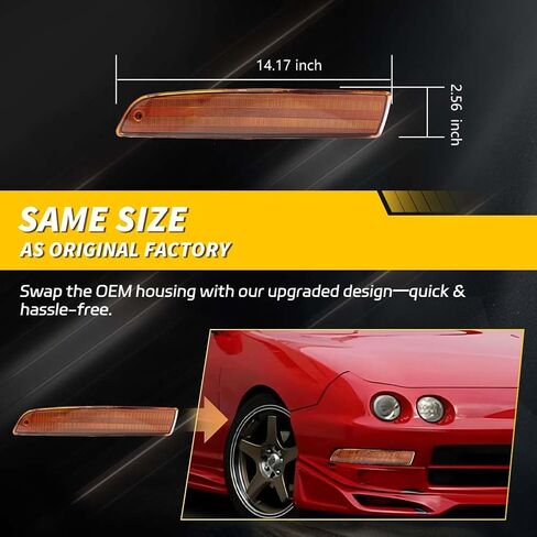 Front Turn Signal Side Marker Light Housing Compatible with 1994 1995 1996 1997 Acu-ra Integra, [DOT Certified] Turn Signal Lamp Cover [No Bulbs], 2 PCS, Amber Lens in Kuwait