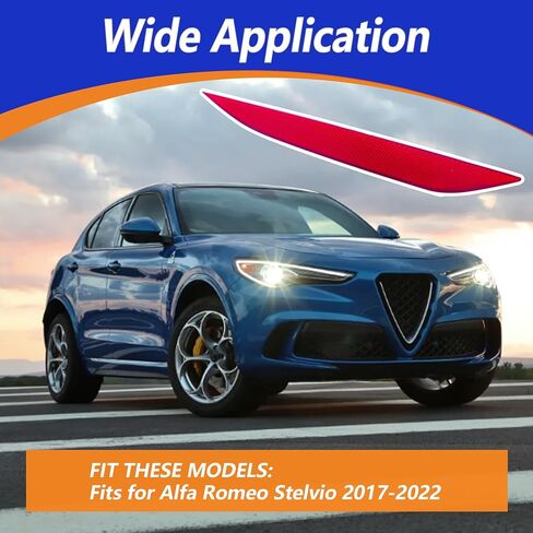 المصد الخلفي الأحمر الأيسر عاكس الضوء الذيل مصباح عدسة حمراء مناسبة لألفا روميو ستيلفيو 2017-2022 in Kuwait