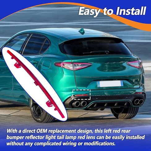 المصد الخلفي الأحمر الأيسر عاكس الضوء الذيل مصباح عدسة حمراء مناسبة لألفا روميو ستيلفيو 2017-2022 in Kuwait