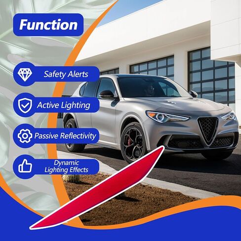 المصد الخلفي الأحمر الأيسر عاكس الضوء الذيل مصباح عدسة حمراء مناسبة لألفا روميو ستيلفيو 2017-2022 in Kuwait