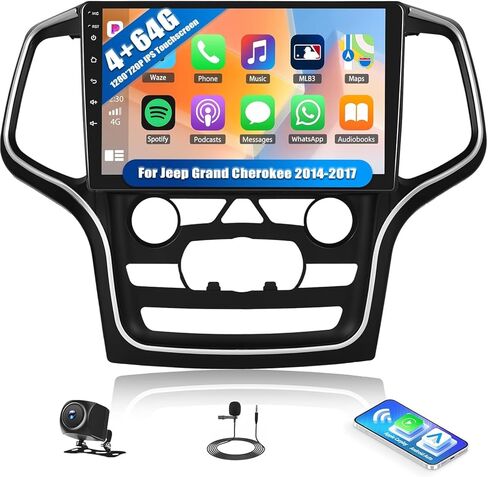 UNITOPSCI 4+64G 8 Core Android 13 Car Radio for Jeep Grand Cherokee 2014-2017 with CarPlay Android Auto, 9" IPS 1280*720 Touchscreen, Bluetooth/GPS/WiFi, FM/RDS/DSP 32EQ, 59 UI, Backup Camera/SWC/MIC in Kuwait