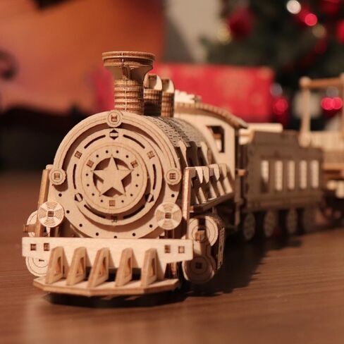 3D Wooden Puzzles, Wooden Puzzles Train for Adults and Teens, Educational Brain Teaser Assembly 3D Model Trains, Gifts for Christmas/Birthday（Luxury Steam Train） in Kuwait