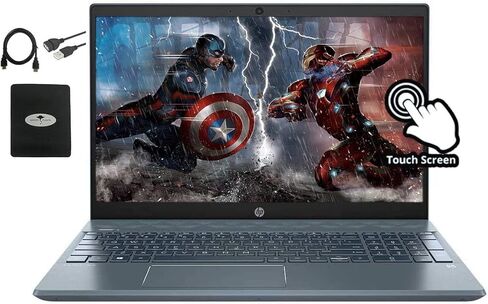HP Newest 14" HD Touchscreen Laptop, Windows 11, Intel Celeron Quad-Core Processor Up to 2.60GHz, 4GB RAM, 64GB SSD, Webcam, Dale Blue (Renewed) in Saudi Arabia