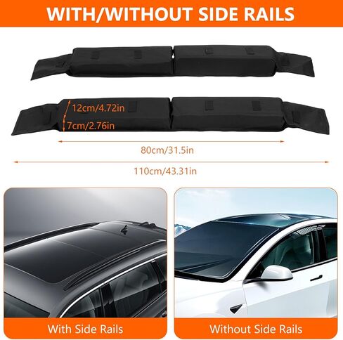 Car Soft Roof Rack Black 600D Oxford Cloth EVA Foam Anti Slip Bottom Universal Soft Roof Rack Pads for Kayak Surfboard in Kuwait
