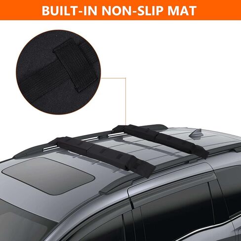 Car Soft Roof Rack Black 600D Oxford Cloth EVA Foam Anti Slip Bottom Universal Soft Roof Rack Pads for Kayak Surfboard in Kuwait