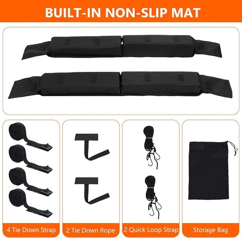 Car Soft Roof Rack Black 600D Oxford Cloth EVA Foam Anti Slip Bottom Universal Soft Roof Rack Pads for Kayak Surfboard in Kuwait