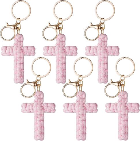 Kigeli 6 Pcs Macrame Cross Keychain Bulk Jesus Key Chain Encouragement Christian Gift Handmade Weave in Saudi Arabia