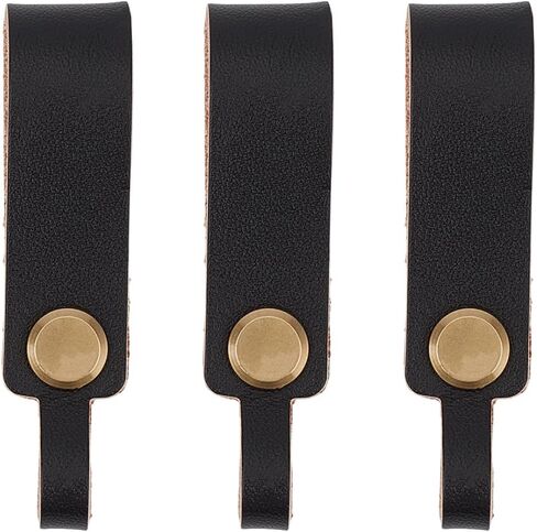 3PCS Black Genuine Leather Key Chain Holder Cowhide Keychain Connector Key Fob Organizer Detechable Handmade Full Grain Leather Hook Ring Loop Lanyard Belt Strap Keyring for Men Women Purse in Kuwait