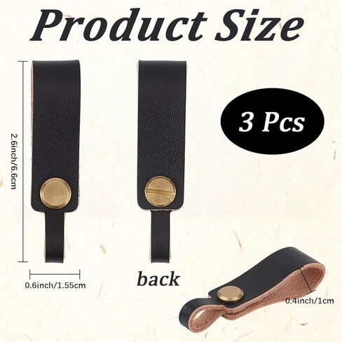 3PCS Black Genuine Leather Key Chain Holder Cowhide Keychain Connector Key Fob Organizer Detechable Handmade Full Grain Leather Hook Ring Loop Lanyard Belt Strap Keyring for Men Women Purse in Saudi Arabia