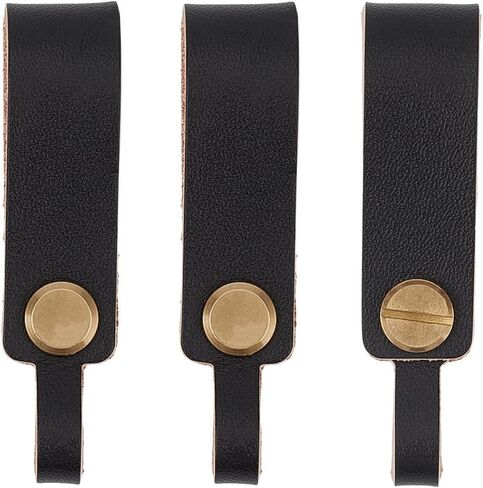 3PCS Black Genuine Leather Key Chain Holder Cowhide Keychain Connector Key Fob Organizer Detechable Handmade Full Grain Leather Hook Ring Loop Lanyard Belt Strap Keyring for Men Women Purse in Saudi Arabia