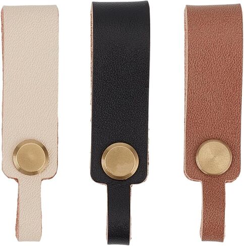 3PCS Black Genuine Leather Key Chain Holder Cowhide Keychain Connector Key Fob Organizer Detechable Handmade Full Grain Leather Hook Ring Loop Lanyard Belt Strap Keyring for Men Women Purse in Saudi Arabia