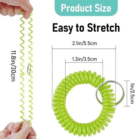 Jeffbaubl 80Pcs Colorful Spring Spiral Wrist Coil Key Chain,Stretchy Keychain Bracelet,Stretchable Wrist Band Key Rings Chain in Kuwait