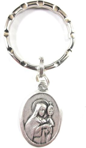 VPP St Clare of Assisi Medal Italy Key Ring Gift Box Prayer Card in Saudi Arabia