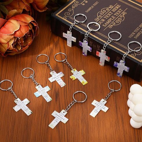 50 Pcs Spanish Christian Keychains Bulk, Cross Butterfly Keychain for Women, Bulk Spanish Christian Gifts for Women in Saudi Arabia