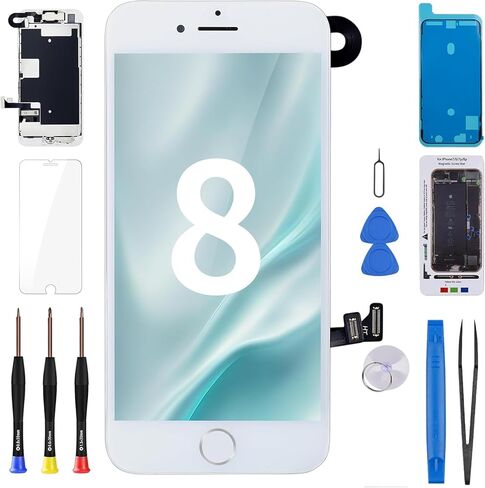 for iPhone 8 Screen Replacement Black with Home Button 4.7" 3D Touch LCD Display Digitizer for iPhone SE 2nd 2020 Full Assembly Repair Front Camera Speaker Sensor Fix Tools A1863 A1905 A1906 in Kuwait