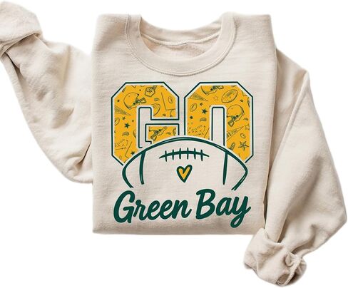 Go Green Bay Sweatshirt – Green and Gold Football Pullover, Cozy Tailgate Crewneck in Kuwait