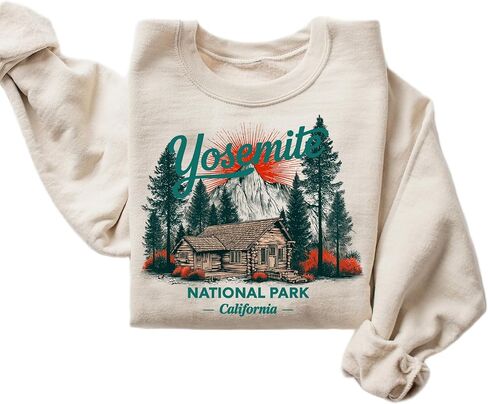 Yosemite National Park Sweatshirt | Vintage California Hiking Sweater | Retro Mountain Cabin Crewneck Pullover in Kuwait