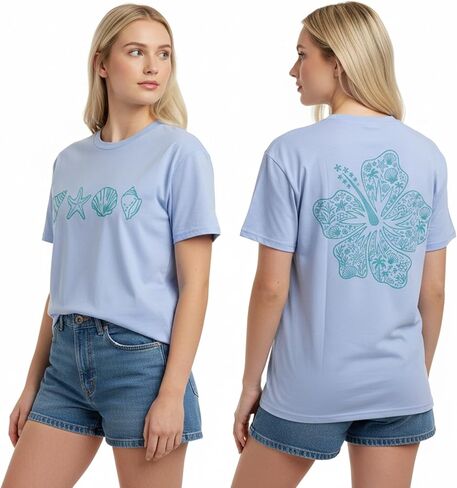 Graphic Tees for Women Teens Oversized Hibiscus Flower Hawaiian Summer Beach T Shirt Cute Preppy Tops in Saudi Arabia