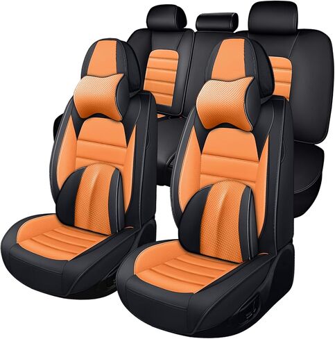 Full Set for Honda Passport Seat Covers 2019-2026, Waterproof Nappa Leather Car Seat Protector, Anti-Slip & Comfortable Car seat Cover (Standard 5 Seats Black & Red) in Kuwait