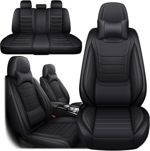 Nappa Leather Seat Covers Full Set for Toyota Tundra 2000-2025, 5 Seats Waterproof & Tear-Resistant Car Seat Cover Inside Zipper Design and Reserved Opening Holes(Luxury Full Set/Black) in Saudi Arabia
