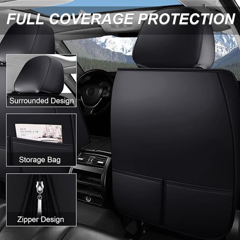 Nappa Leather Seat Covers Full Set for Toyota Tundra 2000-2025, 5 Seats Waterproof & Tear-Resistant Car Seat Cover Inside Zipper Design and Reserved Opening Holes(Luxury Full Set/Black) in Saudi Arabia