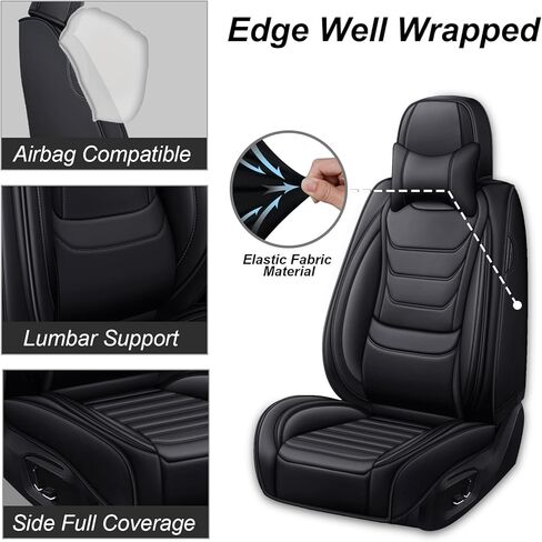 Nappa Leather Seat Covers Full Set for Toyota Tundra 2000-2025, 5 Seats Waterproof & Tear-Resistant Car Seat Cover Inside Zipper Design and Reserved Opening Holes(Luxury Full Set/Black) in Saudi Arabia
