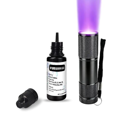 EDSRDXS UV Bonding & Welding Glue Kit UV Super Bonding Glue with 3W UV Light Quick-Drying & Waterproof Liquid Plastic Welding Kit for Plastic, Glass, Metal 0.35oz (10ml) in Kuwait