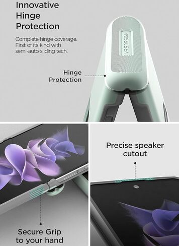 حافظة هاتف Terra Guard الحديثة من VRS DESIGN لهاتف Galaxy Z Flip 4 5G (2022)، حافظة حماية بمفصلات شبه تلقائية بتصميم عصري أنيق (أخضر بحري) in Saudi Arabia