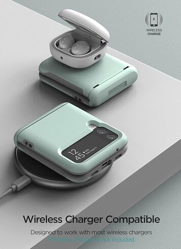 حافظة هاتف Terra Guard الحديثة من VRS DESIGN لهاتف Galaxy Z Flip 4 5G (2022)، حافظة حماية بمفصلات شبه تلقائية بتصميم عصري أنيق (أخضر بحري) in Saudi Arabia