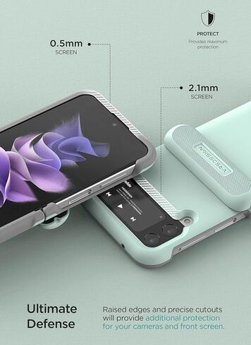 حافظة هاتف Terra Guard الحديثة من VRS DESIGN لهاتف Galaxy Z Flip 4 5G (2022)، حافظة حماية بمفصلات شبه تلقائية بتصميم عصري أنيق (أخضر بحري) in Saudi Arabia