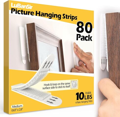 شرائط تعليق الصور من LuBanSir، شماعات صور لاصقة على الحائط بوزن 10 رطل بدون ضرر بدون أظافر، 40 زوجًا in Kuwait