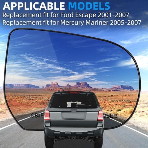 استبدال مرآة جانبية للركاب لسيارة Ford Escape 2001 2002 2003 2004 2005 2006 2007، لسيارة Mercury Mariner 2005 2006 2007 - زجاج مرآة الجانب الأيمن، زجاج مرايا الرؤية الخلفية مع تسخين الطاقة in Saudi Arabia