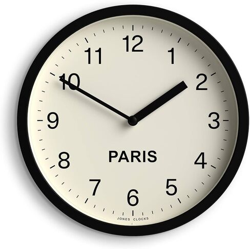 JONES CLOCKS® New York Time Zone Wall Clock | Small Modern Round Clock | 8 inch | Black | Easy to Read Numbers | Ideal for Kitchens, Home Offices and Shared workspaces in Kuwait