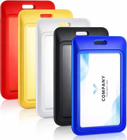 5 PCS Sliding Badge Holder, Sliding Id Badge Holder with Clear Window Vertical Hard Plastic Sleeve Secures Work Id Key Card Credit Cards, Id-Holder Protector for Lanyard Nurses Teachers Students in Saudi Arabia