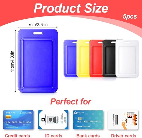 5 PCS Sliding Badge Holder, Sliding Id Badge Holder with Clear Window Vertical Hard Plastic Sleeve Secures Work Id Key Card Credit Cards, Id-Holder Protector for Lanyard Nurses Teachers Students in Saudi Arabia