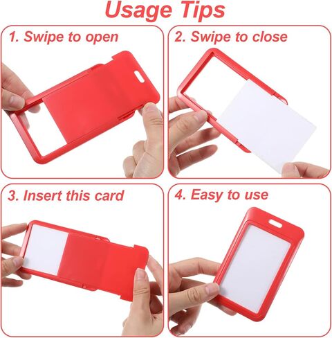 5 PCS Sliding Badge Holder, Sliding Id Badge Holder with Clear Window Vertical Hard Plastic Sleeve Secures Work Id Key Card Credit Cards, Id-Holder Protector for Lanyard Nurses Teachers Students in Saudi Arabia
