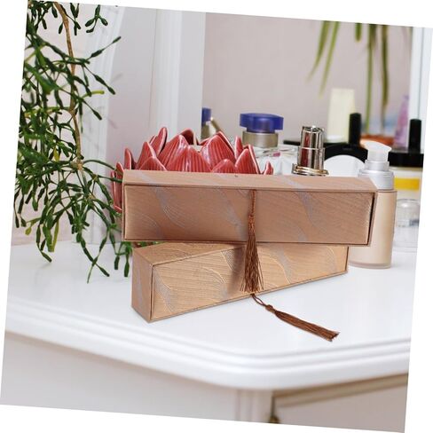 2PCS Chinese Style Necklace and Bracelet Jewelry Boxes with Tassel Vintage Ethnic Trinket Storage Case for Rings Pendants Compact Travel-friendly Organizer with Elegant Plume in Kuwait