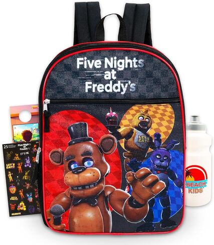 حقيبة ظهر Five Nights at Freddy's للأولاد - حزمة مع حقيبة مدرسية FNAF للأطفال بالإضافة إلى ملصقات، وزجاجة مياه، ومجموعة حقيبة ظهر أخرى للأطفال والمراهقين in Kuwait