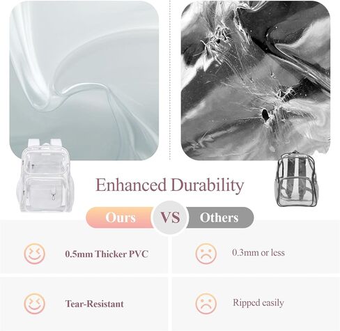 PACKISM Clear Backpack for School - 17 inch Large Heavy Duty Bookbag, Reinforced See Through PVC Transparent Backpack for Students Men Women, Light White (Age 12+) in Kuwait