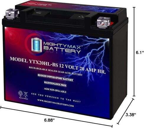 Mighty Max Battery YTX20HL-BS 12V 20AH SLA Replacement Battery Compatible with Victory V92SC Sport Cruiser 00-01 in Saudi Arabia